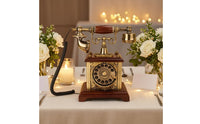 Rotary Telephone Message Book Bronze Finish Vintage Desk Phone Message Book Rotary Phone Wood-Toned Base