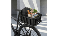 Open Top Rear Bike Basket with Liner Steel Frame Rear Bike Basket with Waterproof Cover Sturdy Heavy Duty for Commuters, Grocery Shopping, Commuting