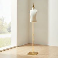 Child Mannequin with Stand Textile-wrappedCovered Mannequin Torso with Golden Base-Colored Dress Form for Tailors, Window Display, Photography Studio