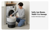 Imitation Rattan container Large Capacity Laundry Basket Woven Design for Living Room
