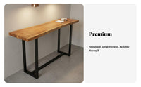Solid Wood Bar Table Space-Saving Rustic Edge High Firm Table Structure Unfinished Edge Pub Desk for Restaurant Owners, Balcony, Cafe, Dining Area