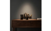 Rhinoceros Sculpture Geometric Rhino Statue Rustic Sculpture with Golden Horned for Bookshelf, Office, Living Room