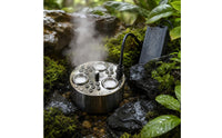Stainless Steel High-Frequency Mist Maker 3-Head High-Frequency Fogger with LED Submersible Mist Maker with LED Lights Waterproof for Hobbyists, Gardeners, Pond, Fountain, Rockery, Aquarium