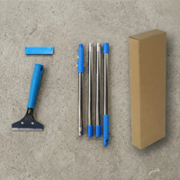 Stainless Steel Long Handle Scraper Detachable Scraper with Spliced Rod Rust-Resistant Scraping Tool Threaded for Cleaners, Homeowners, Window Cleaning, Kitchen Cleanup