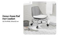 360-Degree Swivel Low Rolling Stool Back Support Low-Profile Caster Chair Floor Protection Mobile Seating Easy Installation for Office Workers, Salon Team, Living Room, Playroom, Workshop, Garage