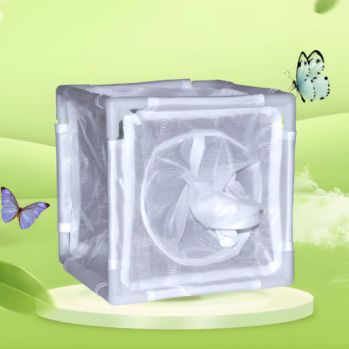 White Frame Enclosure Circular Opening Cube Enclosure Tied Closure Caterpillar Enclosure Good Ventilation