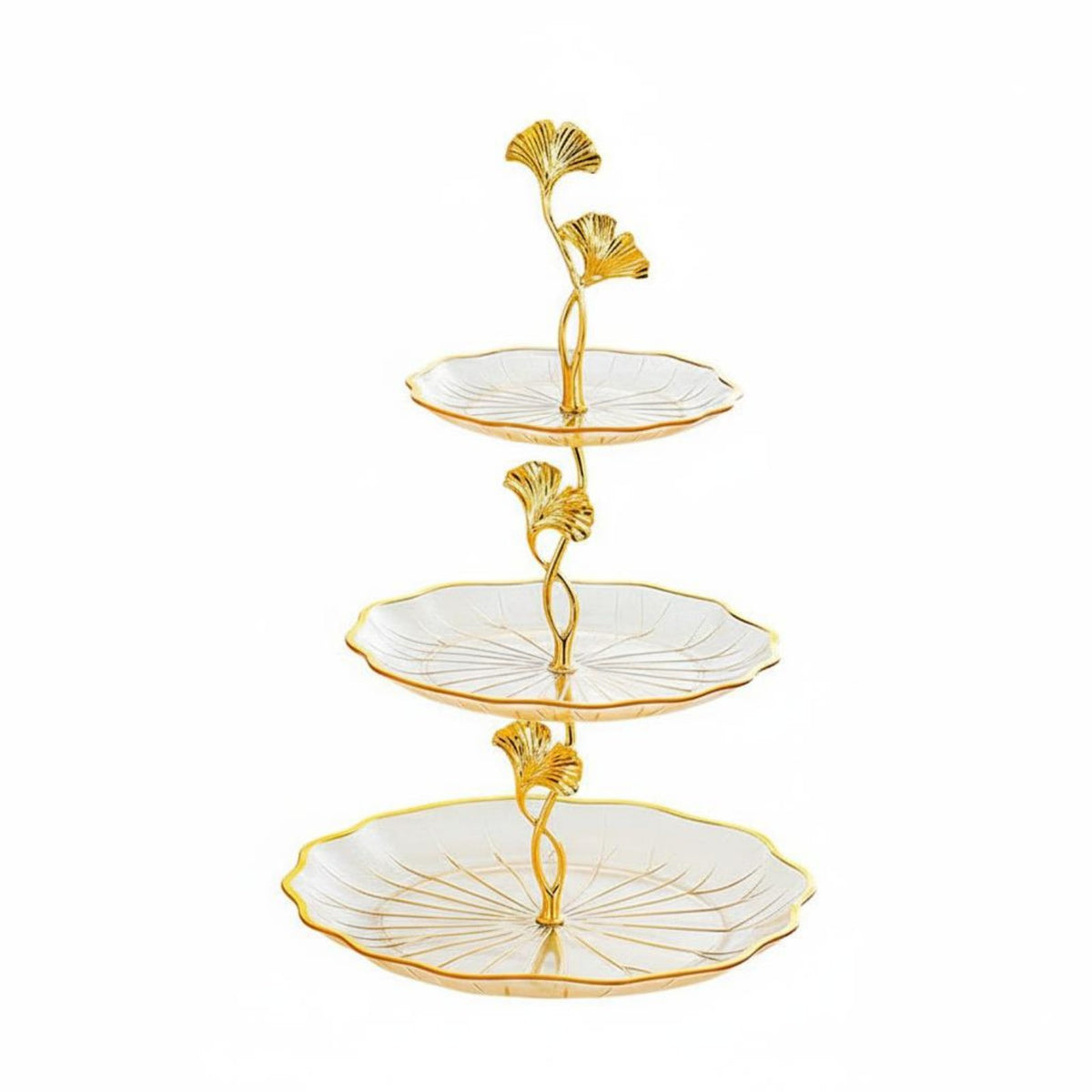 Elegant Design Afternoon Tea Stand Versatile Use Multi-Layer Fruit Plate Gold Trim Tiered Serving Stand Easy to Clean for Living Room, Coffee Table, Parties, Weddings