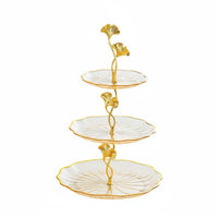 Elegant Design Afternoon Tea Stand Versatile Use Multi-Layer Fruit Plate Gold Trim Tiered Serving Stand Easy to Clean for Living Room, Coffee Table, Parties, Weddings