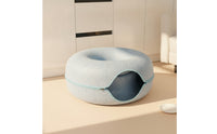 Zippered Cat Tunnel Bed with Zipper Structured Donut Cat Bed Private Hideaway Supportive for Cats, Small Pets