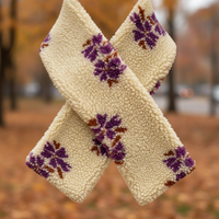Korean Lambswool Floral Scarf for Winter Warmth and Wind Protection