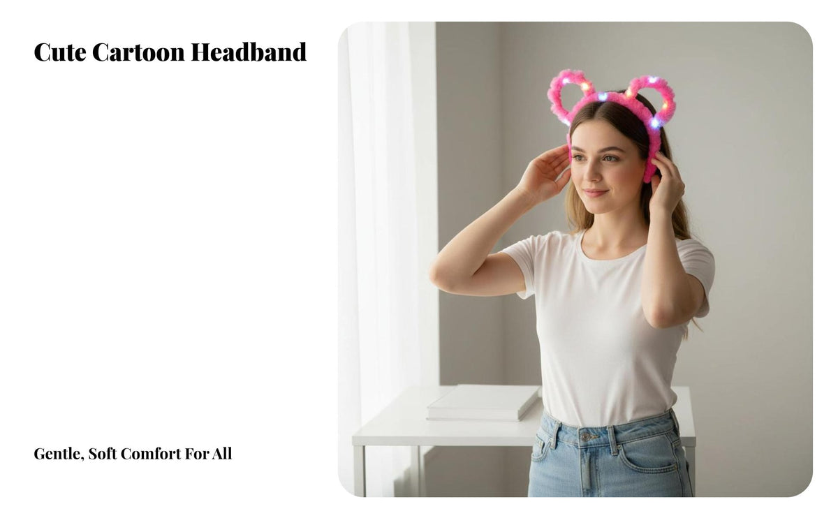 Light-up Ear Headband Party Favor Glowing Ears Headband Glow Soft Ear Headwear for Kids, Girls, Theme Parks, Night Events, Concerts