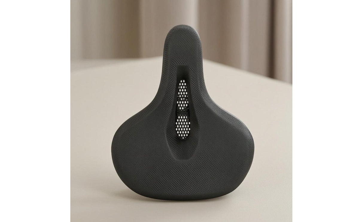 Black Padded Bike Saddle with Textured Surface and Cutout
