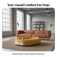 Large Dog Bed Four-Season Use Washable Dog Lounger Removable Cover Bolster Pet Bed for Medium Dogs