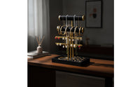 Three-Tier Jewelry Display Stand Tabletop Jewelry Organizer with Tray Gold-Tone Earring Holder Tangleuntangled for Women, Teens, Vanity, Dresser, Bedroom
