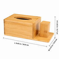 Bamboo Tissue Box Cover Desktop Organizer, Modern Minimalist Holder with Tray, Easy Refill Rectangular Wooden for Living Room, Hotel