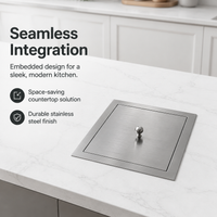 Built-in Flush Trash Can Lid, Round Drop-in Countertop Waste Disposal Grommet, Stainless Steel for Commercial Cafe Counter