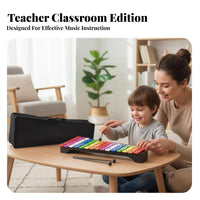 Clear, Rich Sound 15-Note Colorful Metallophone Well-Tuned Cased Xylophone Set Child-Safe Mallets Glockenspiel Color-Coded Notes for Preschoolers, Music Beginners, cateand proceedryroom, Kindergarten, Daycare Centers, Playroom