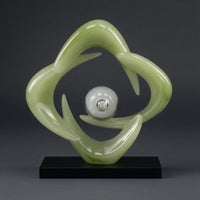 Abstract Openwork Sculpture Base Jade Crystal Ornament Shiny Finish Jade Look Ornament