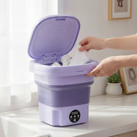 Compact Portable Mini Washing Machine Space-Saving Foldable Washing Machine Lightweight Portable Washer with Draining Basket Small for Students, Travelers, Dorm Rooms, Travel, Apartments, Camping