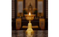 Rechargeable Buddhist Butter Lamp Gold-Colored LED Butter Lamp Chalice-Shaped Decorative for Buddhists, Practitioners, Home Altar, Shrine, Prayer Room, Temple