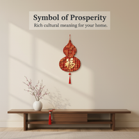Gourd Fu Character Wall Hanging Decor with Tassel for Living Room Entrance