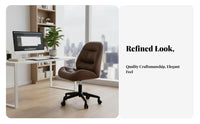 Light Luxury Design Upholstered Caster Chair Height Adjustable Upholstered Rolling Armchair Ergonomic Backrest rotating Seat Modern aesthetic for Home Workers, Students, Adults, Study Room, Bedroom