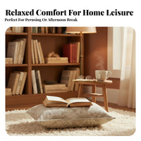Modern Chinese Design Tasseled Square Footstool Tassel Accent Floor Cushion Comfortable Pouf Ottoman Soft Top for Homeowners, Adults, Design Enthusiasts, Living Room, Bedroom, Next to Sofa