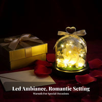 Handmade Eternal Blossom Bear Glass Dome Handmade Light up Blossom Bear Gift Long Lasting for Girlfriends, Wife, Valentine's Day, Desk