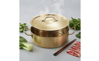 Gold-Colored Hot Pot Thickened Stainless Steel Pot Polished Shiny Finish Cookware Flat Bottom