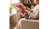 Cross-Stitch Frame Stand Wooden Needlework Stand with Floor Base Freestanding Embroidery Frame Holder for Embroiderers, Crafters, Craft Room