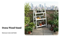 Stepped Design Tiered Flower Ladder Floor-Standing Multi-Tier Ladder Stand Freestanding Plant Holder Space-Saving for Gardeners, Decor aficionados, Homeowners, Balcony, Living Room, Garden, Bedroom