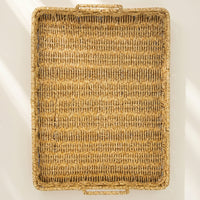 Wicker Serving Basket with Handles Rectangular Wicker Tray with Handles Versatile Rectangle Serving Tray for Hosts, Bakery, Kitchen