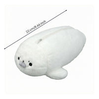 Stuffed Seal Pen Case Cartoon-Like Faux Hair Pen Case Zipper Stationery Item Protective for School, Desk
