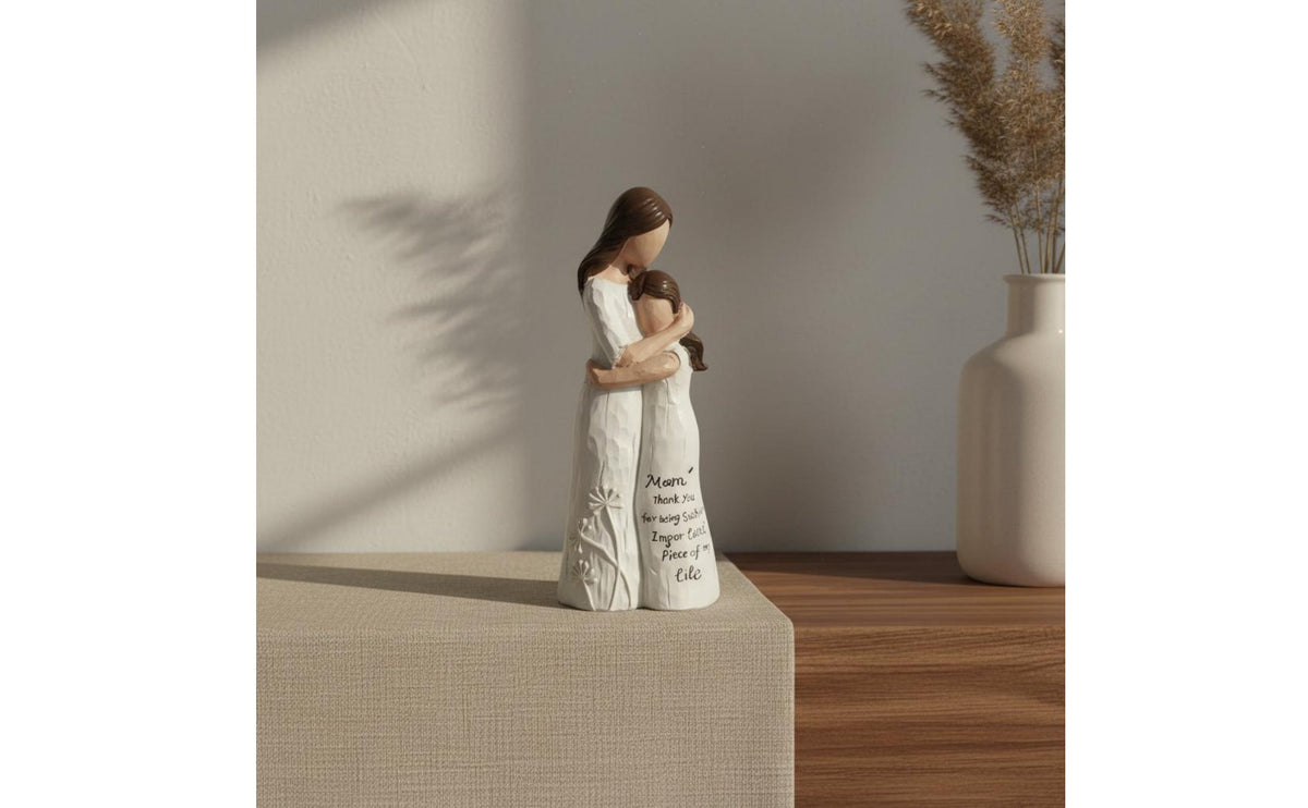 Sentimental Gift Mother Daughter Figurine Elegant Decor Hand Painted Family Sculpture Engraved Message Hand-Painted Family Sculpture for Mothers, Daughters