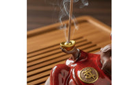Prosperity Deity Perfumed Cone Holder Meticulously Crafted Reclining Wealth Deity Statue Distinctive Design Ceramic Figurine Perfumed Cone Burner