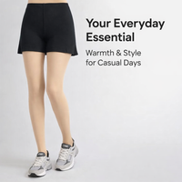 Tights for Women Fleece Lined with Thermal Insulation and Integrated Shorts, Winter Leggings with Shaping Panel Design