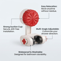 Adjustable Holder Suction Cup Shower Holder Bracket, Handheld Shower Holder Suction Cup, Wall Mounted Shower Holder, Removable Holder