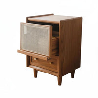 Japanese design Nightstand with Drawer and Shelf Minimalist Design Single-Drawer Nightstand space-saving Size Bedside Table Rounded Corners for Apartment Dwellers, Homeowners, Students, Small Spaces, Guest Room, Office
