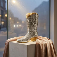 Reflective Tiles Disco Style Boot Ornament Sparkling Disco Boot Ornament Glossy Finish