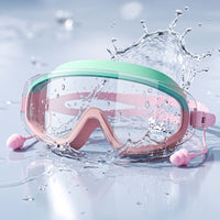 Clear Lens Swimming Goggles with Earplugs Soft Nose Bridge Swim Goggles with Earplugs Anti-Fog Eyewear Protective for Swimmers