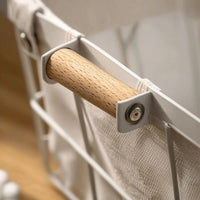 2 Pieces Portable Wire Storage Basket with Liner Lightweight Wire Basket with Wooden Handle Versatile Practical for Shelf