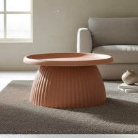 Round Tray Top Table Nordic Style Fluted Base End Table Lightweight Home Furniture for Living Room, Bedroom, Small Areas