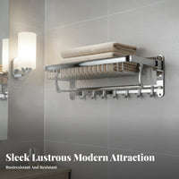 Space-Saving Collapsible Wall Rack Rustproof Foldable Towel Holder Multi-Functional Bathroom Organizer Easy Installation for Apartment Dwellers, Homeowners, Families