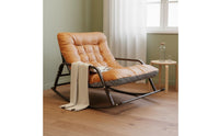 Anti-Tip Design Upholstered Rocking Lounge Chair Side Storage Pocket Padded Rocking Recliner Adjustable Backrest Modern Lazy Sofa Chair Extra Wide Seat for Women, Adults, Balcony, Bedroom, Living Room, Small Apartment