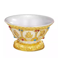 Tibetan Alloy Offering Bowl Set with Auspicious Symbols