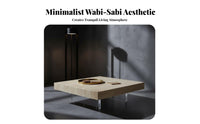 Wabi-Sabi aesthetic Floating Plinth Table Minimalist Design Home Furniture Space-Saving Textured Surface for Apartment Dwellers, Interior Decorators, Homeowners, Living Room, Small Apartments, Lounge Area