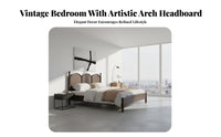 French Design Double Bed Sturdy and Hard-Wearing Solid Wood Bed Frame No Box Spring Needed Bedroom Furniture for Couples, Guesthouse Owners, Apartment