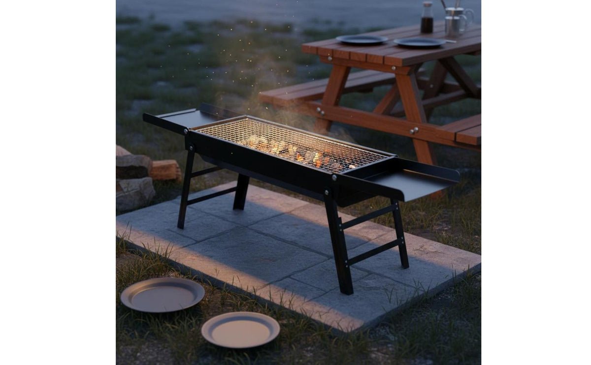 Portable Briquette Grill Lightweight Portable Barbecue Grill Easy Assembly Foldable BBQ Cooker for Campers, Family, Camping, Picnic, Backyard