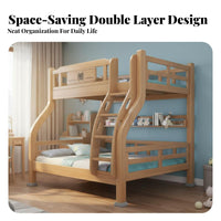 Solid Wood Bunk Bed Guard Rails Kids Bunk Bed Bed Space Saving Bedroom Furniture for Children, Students, Dormitory, Shared Room, Playroom