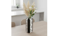 Minimalist Design Metal Geometric Vase Modern Look Art Vase Textured Surface for Entryway, Living Room